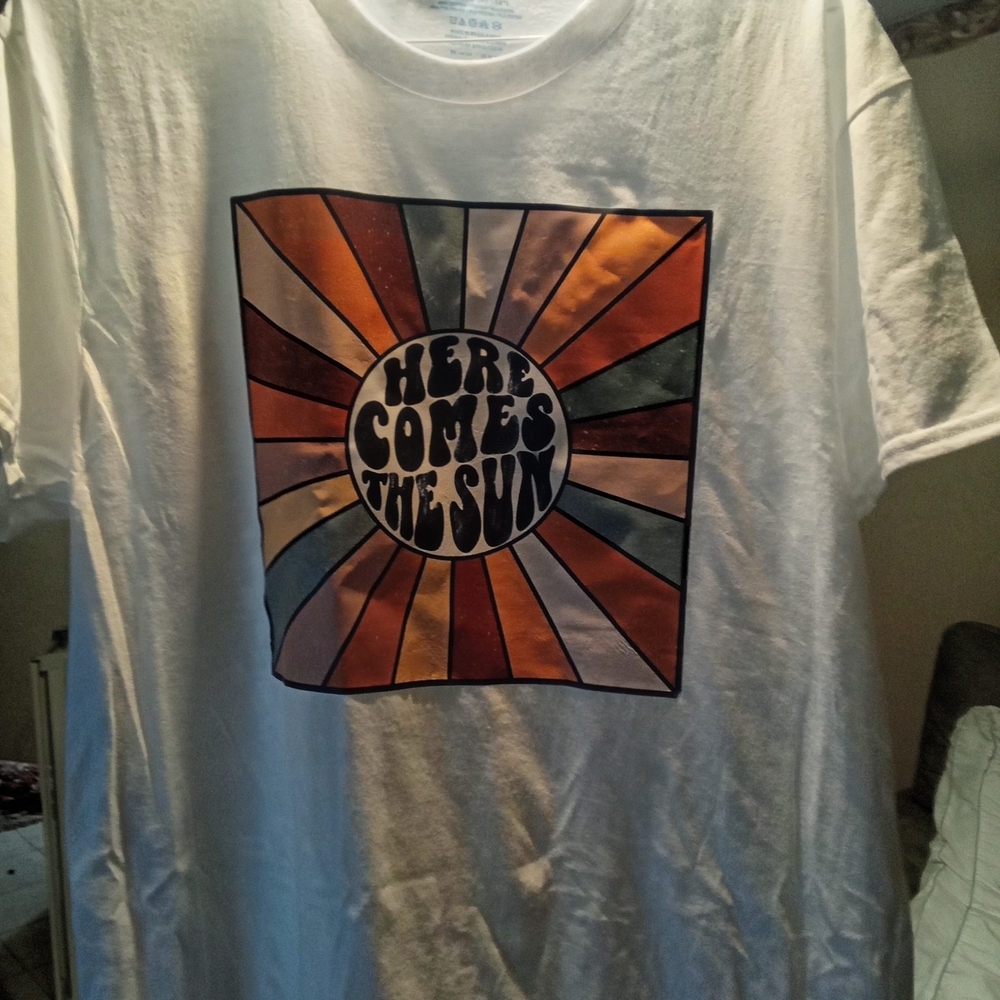 White Graphic T-Shirt with Multicolor Design